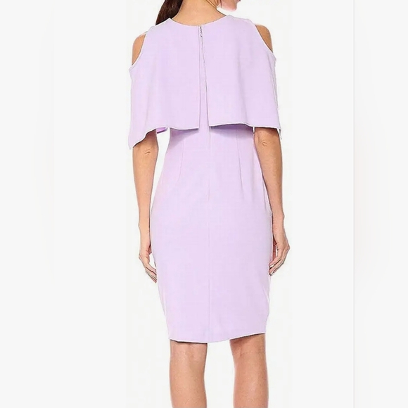 Calvin Klein Desinger Orchid Lilac‎ Cold Shoulder Cocktail Dress Nordstrom 12 - Picture 2 of 7